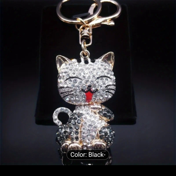 🆕️😻 RHINESTONE CAT BAG CHARM / KEY CHAIN😻 - Picture 4 of 10